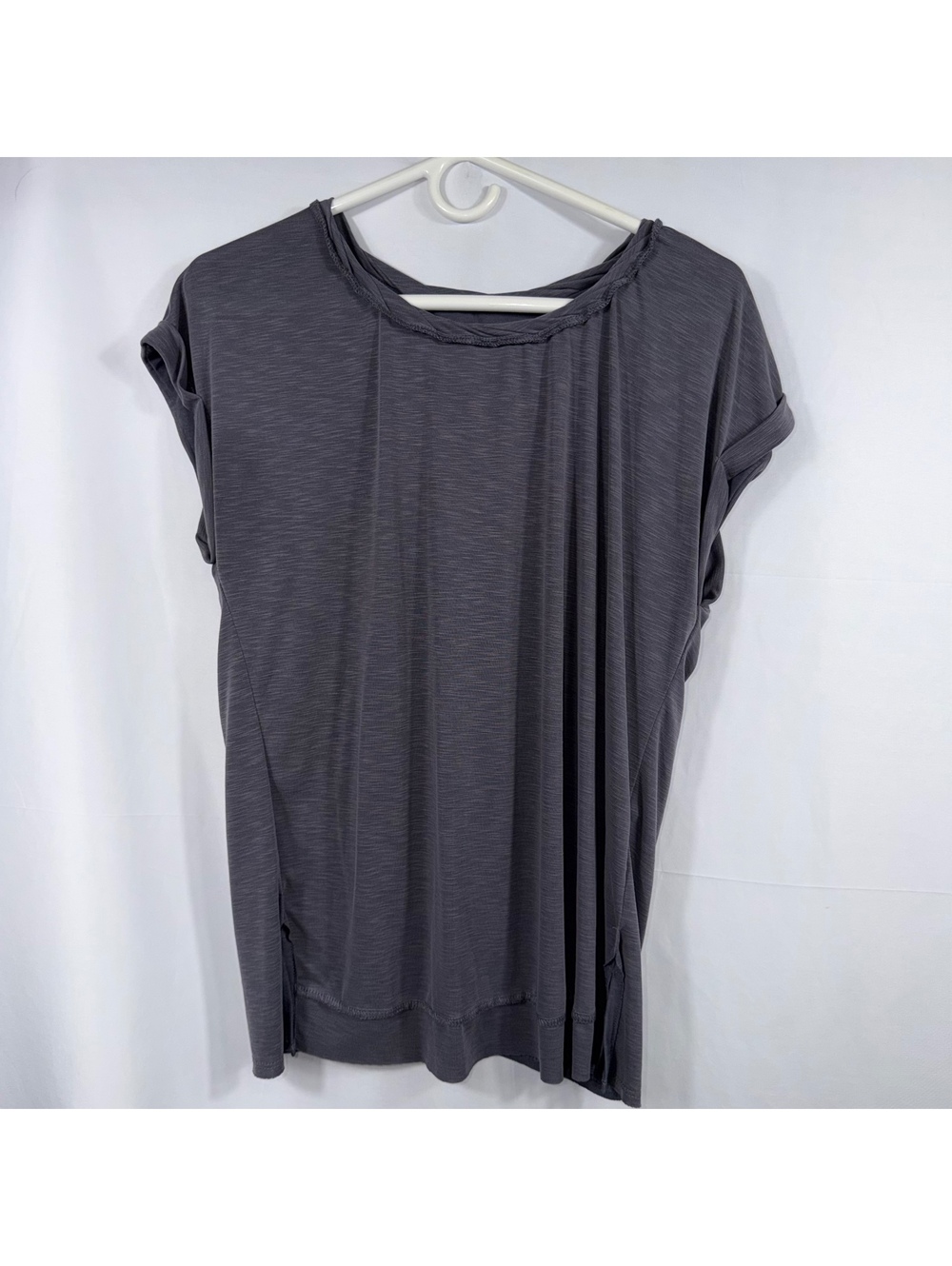 BKE Gray Modal Tulip Back Top Small Short Sleeve
